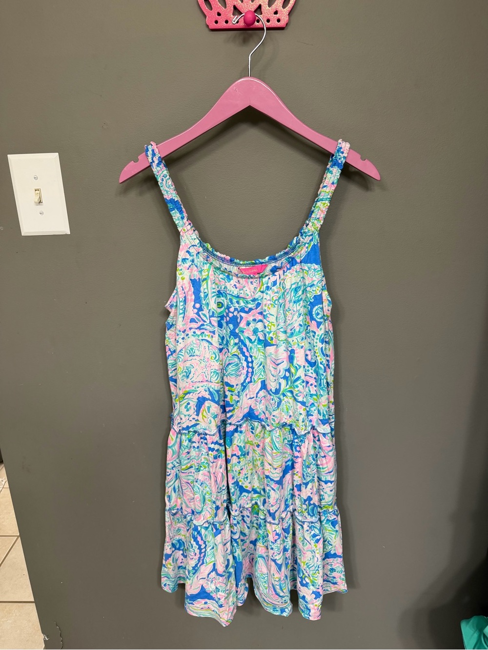 Lilly Pulitzer LORO Blue Pink Green Floral Tank Dress (runs big)
